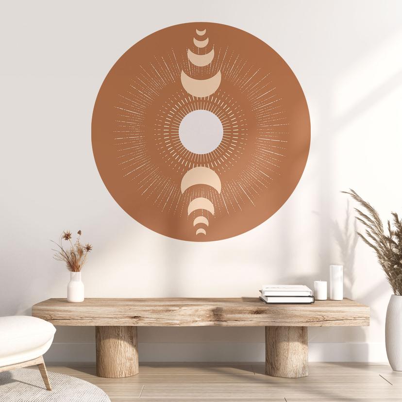 Vinilo decorativo ciclos lunares - sol y luna en armonía - KsanaKalpa - Redondo
