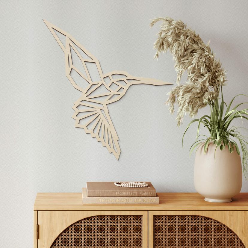Arte en madera de álamo - Colibrí de origami