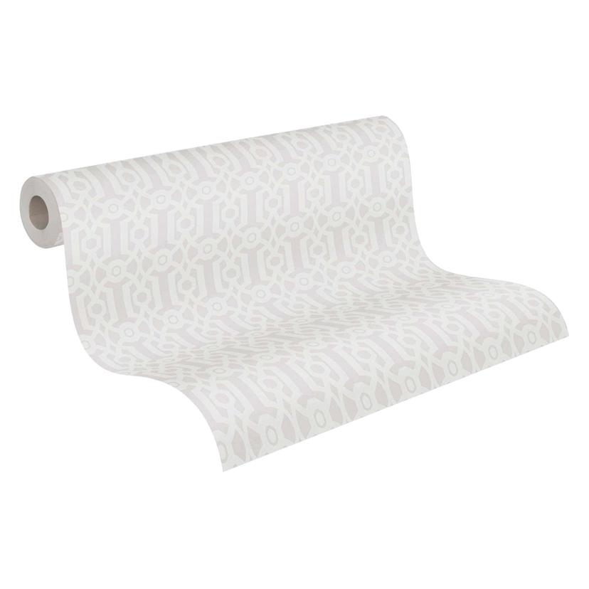Papel pintado retro en estilo gráfico crema gris - papel pintado no tejido vintage geométrico