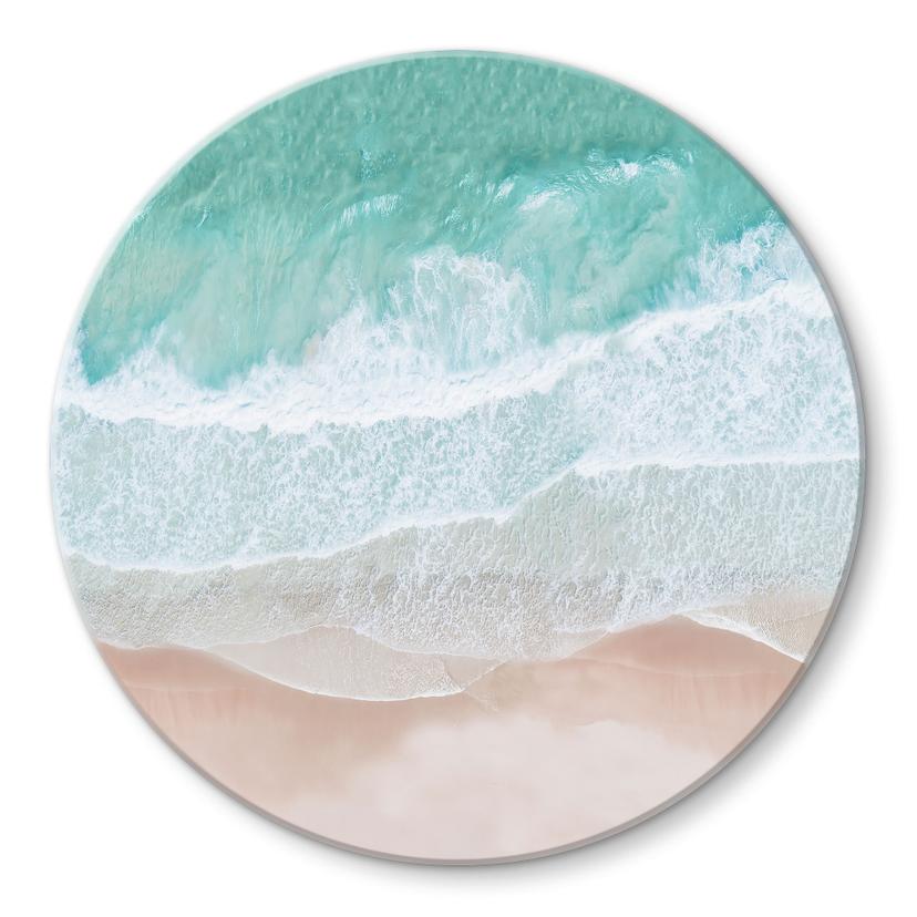 Glasbillede - Blide bølger på stranden - Sisi & Seb - Rund