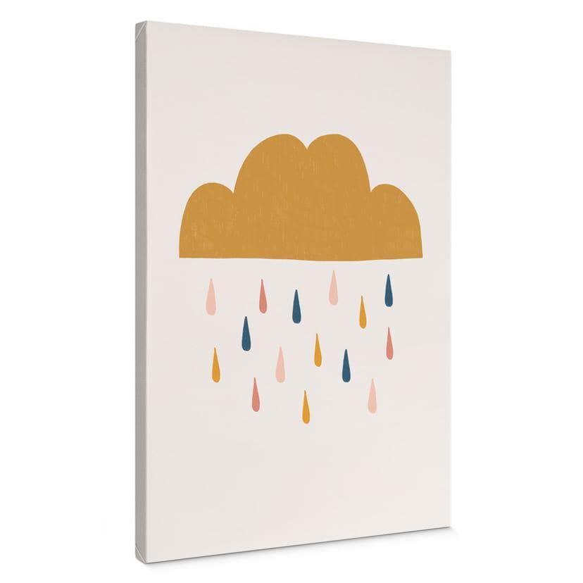 Lærredsprint - Munter regn i pastelfarver - Lisboa