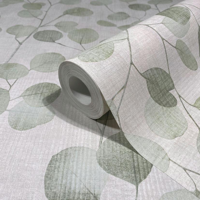 Non-woven tapet i gröna blad blad look blommig natur