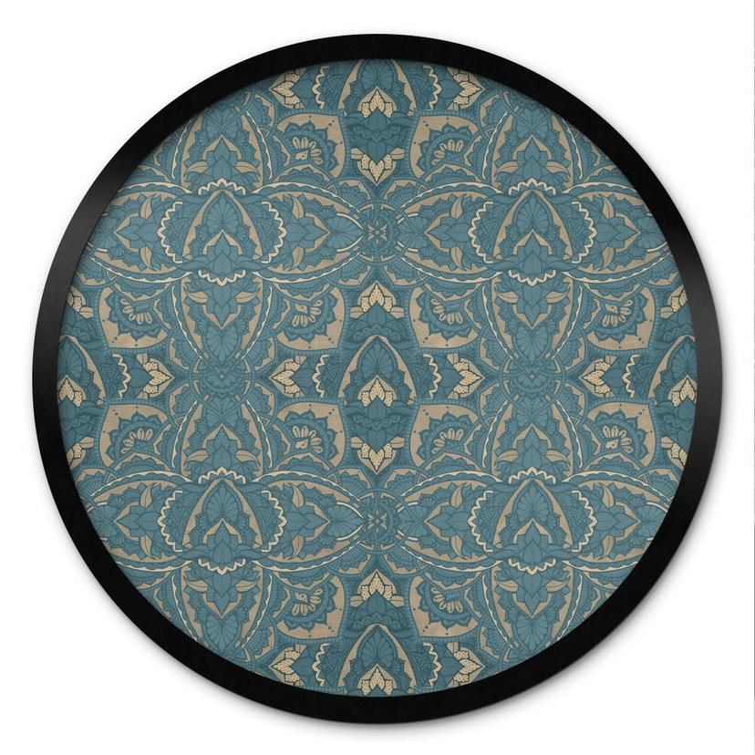 Vintage mandala plakat i turkis guld - Bloomery Decor - Round
