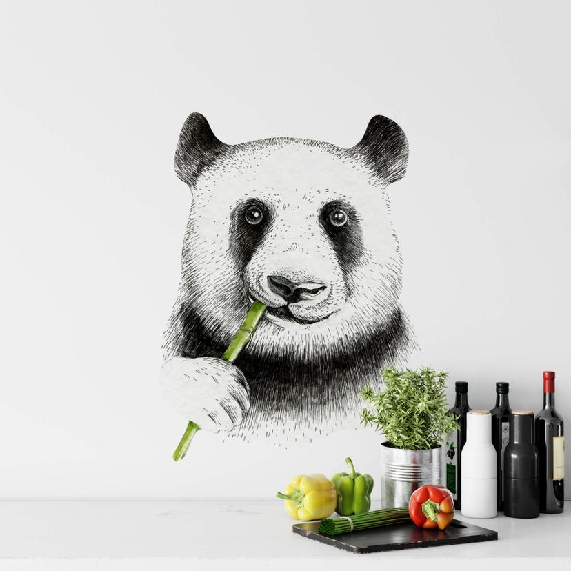 Sticker mural Kvilis - Un panda mâche du bambou