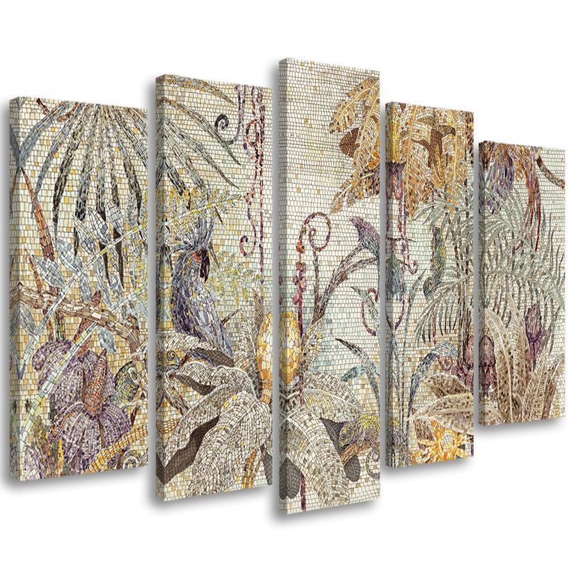5 stykke lærredstryk Mosaikjungle