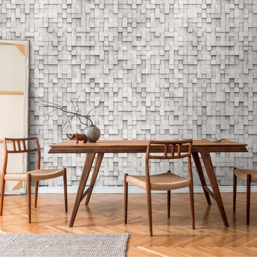 3D steneffekt tapet grå - non-woven tapet moderne - stue tapet beton look