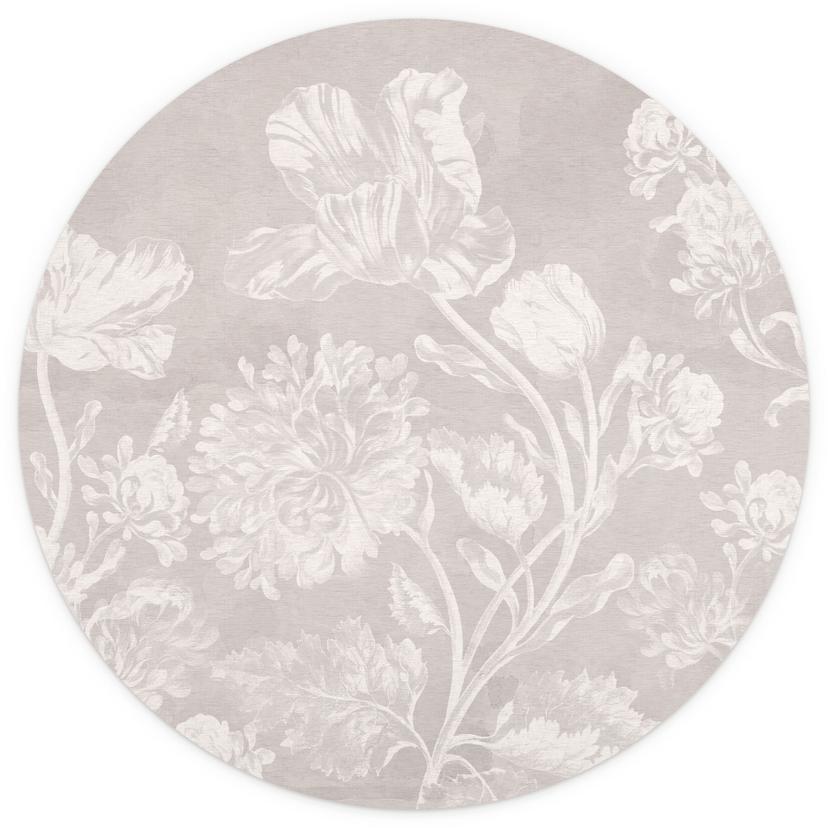Fotomurale Fiori selvatici in gesso Beige - Decorazione floreale - Rotondo - Autoadesivo/non tessuto