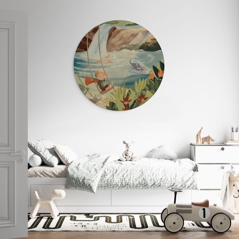 Houten Wanddecoratie in de natuuroase - Goed Blauw - Rond