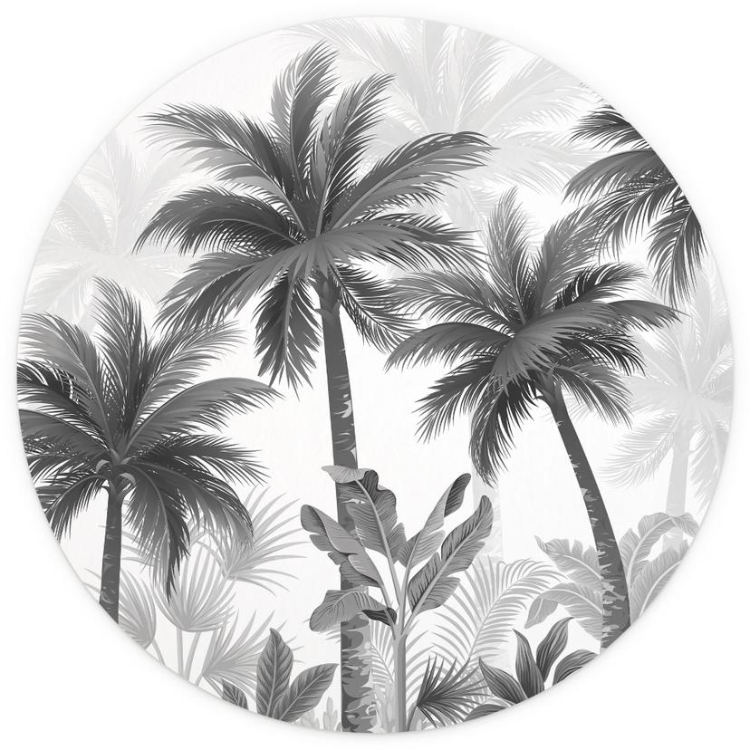 Exotisk palmlandskap Fototapet - rund - non-woven tapet/självhäftande non-woven tapet