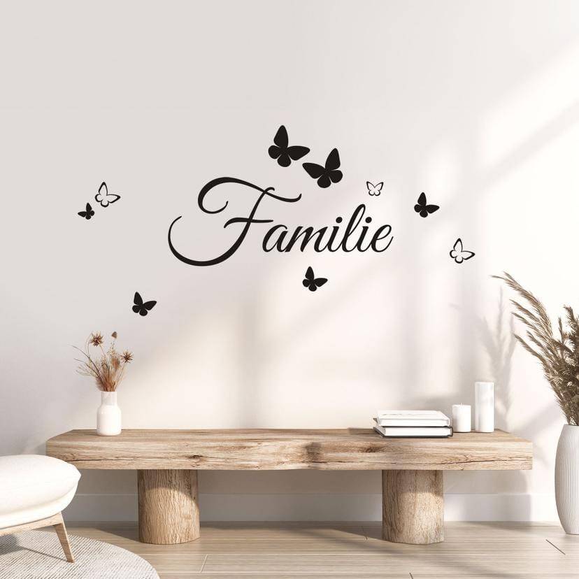 Sigende Wallsticker familie med sommerfugle | stue væg tatovering