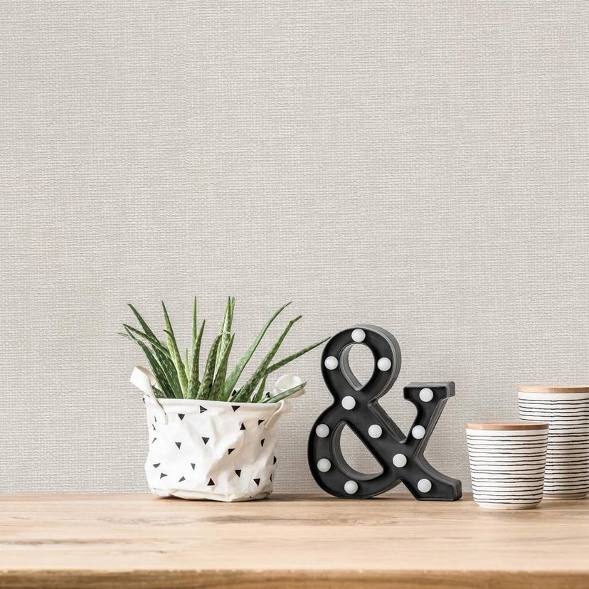 Hygge papier peint gris clair avec aspect tissé vinyle expansé