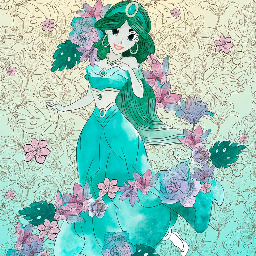 Non-woven tapet - Jasmin blege blomster - 200 x 280 cm
