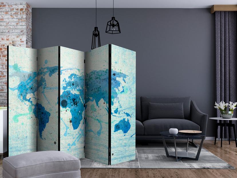 Divisorio - Mappa del mondo - Vela , 5 pezzi - 225x172 cm