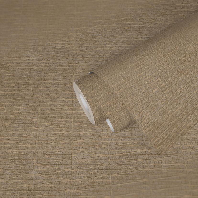 Papel pintado étnico A.S. Création #Papel pintado no tejido Hygge metalizado, marrón, beige