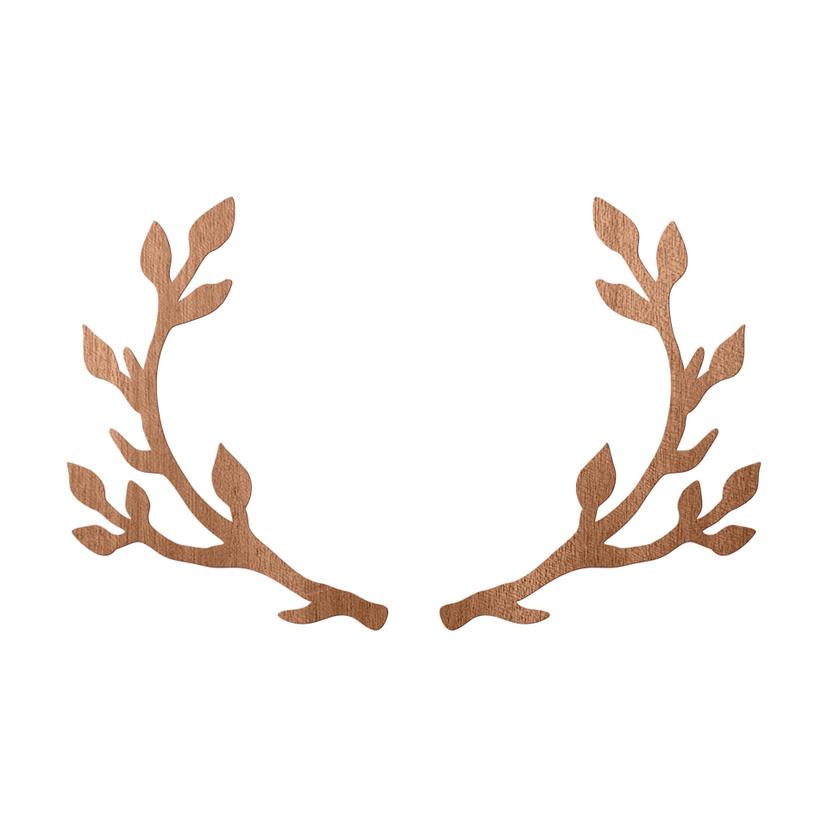 Väggdekorationer i trä av hjorthorn - mahogny