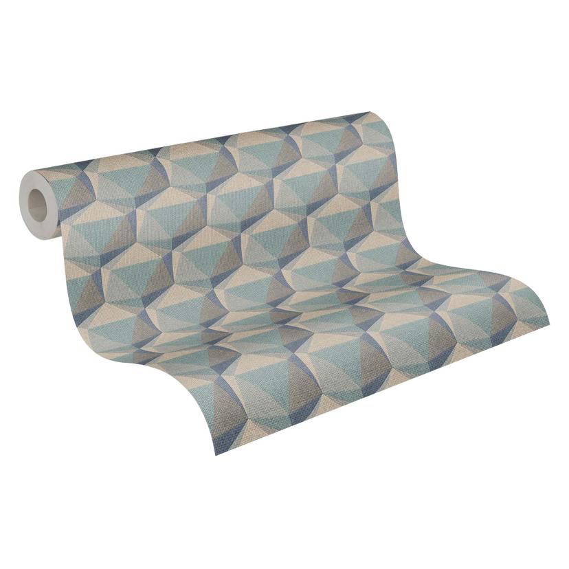 papel pintado 3D no tejido escandinavo azul beige - papel pintado cocina