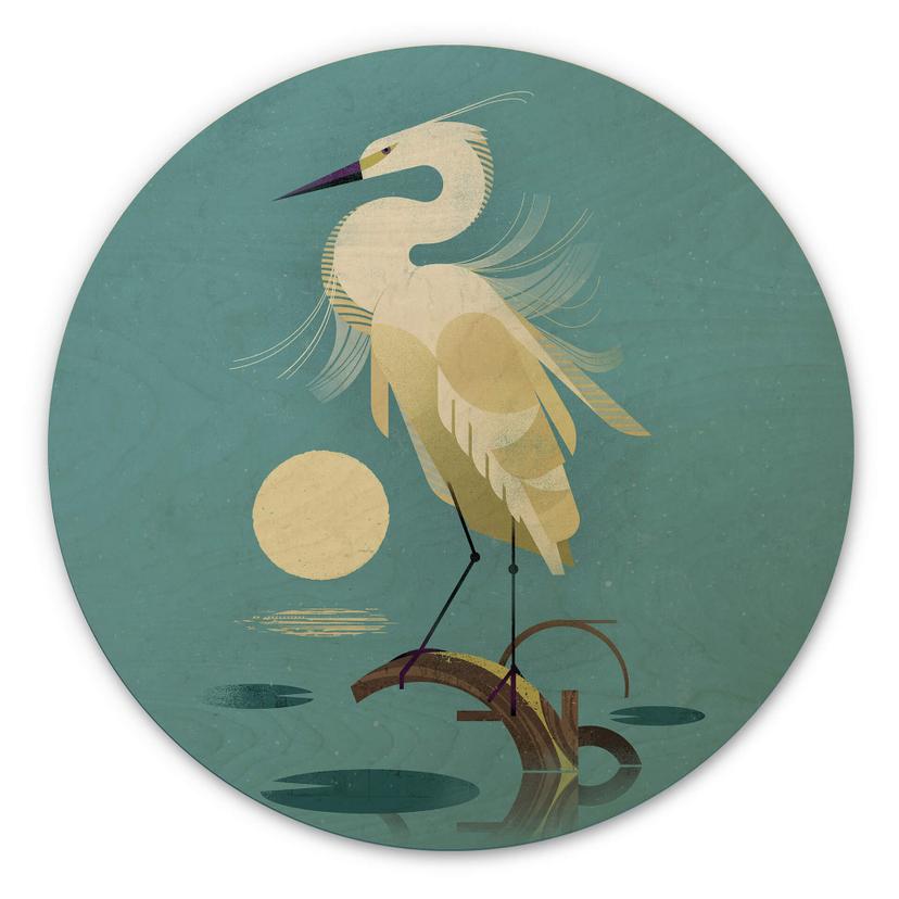 Billede af træ brun - Heron - Rund