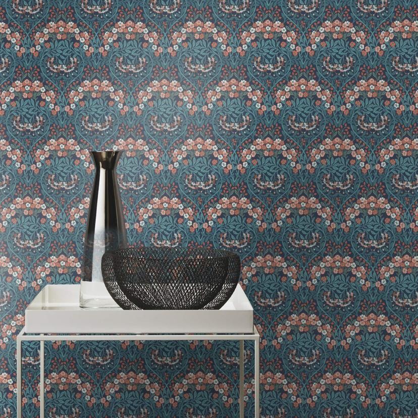 Rasch papier peint intissé, papier peint à motifs Sophia bleu pétrole
