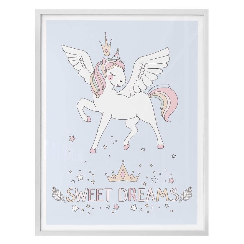 Póster Kvilis - Dulces sueños - Unicornio con corona