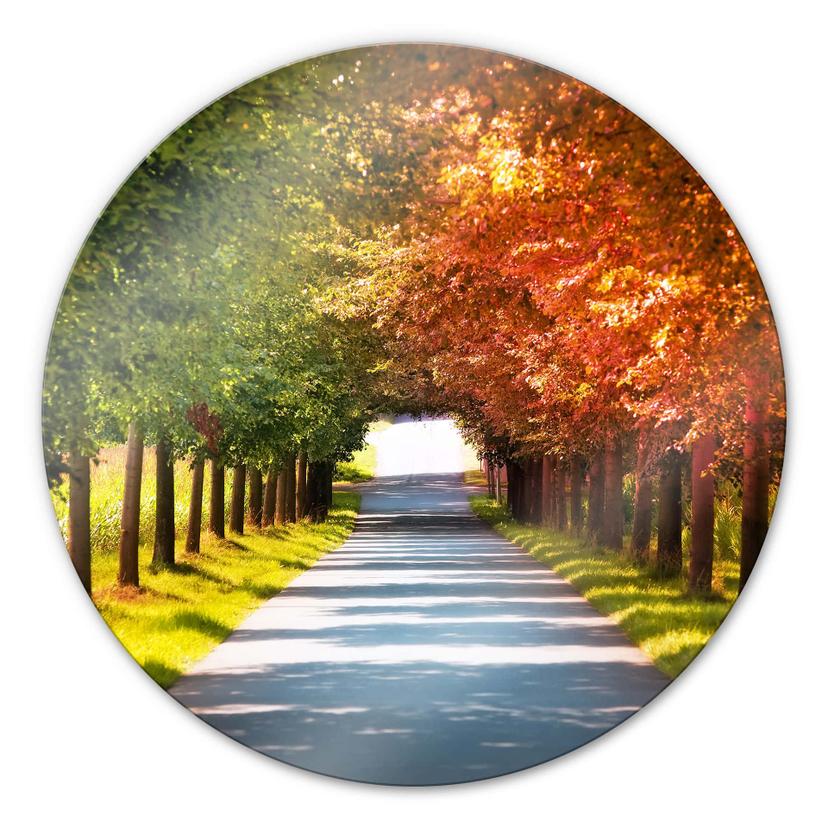 Tableau en verre - Automne - Rond