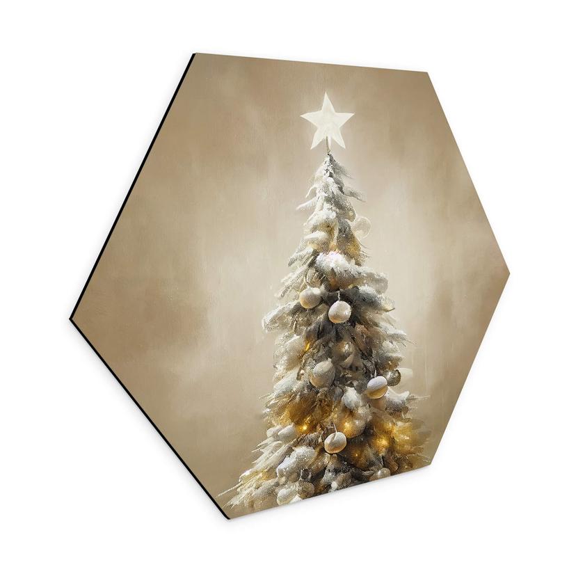 Hexagon Dibond Treechild - Golden Christmas Tree