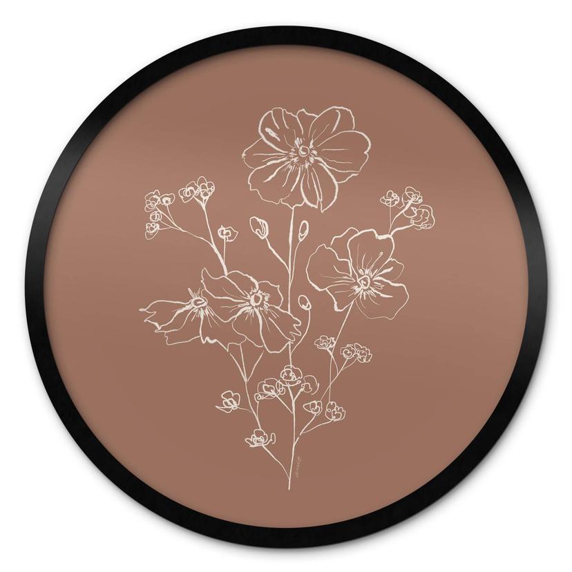 Plakat Wild Rose Bouquet Mocha Mousse - Anis Illustration - Rund