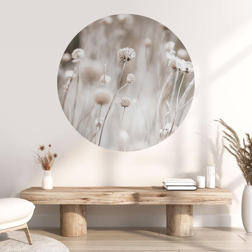 Vinilo decorativo de flores secas en tonos suaves - Annie - Redondo