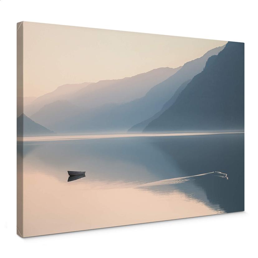 Lienzo Davidsson - Lago y montañas en pintoresca armonía