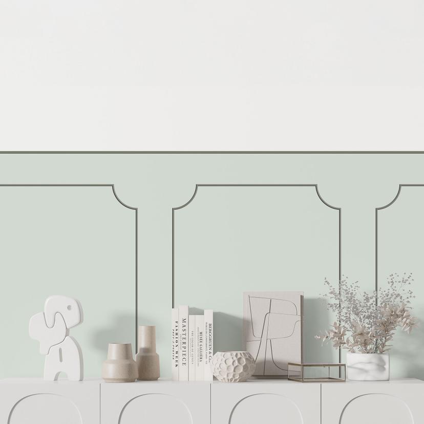 Wandpanelen Wandbekleding mint-pastel met sierbiesoptiek