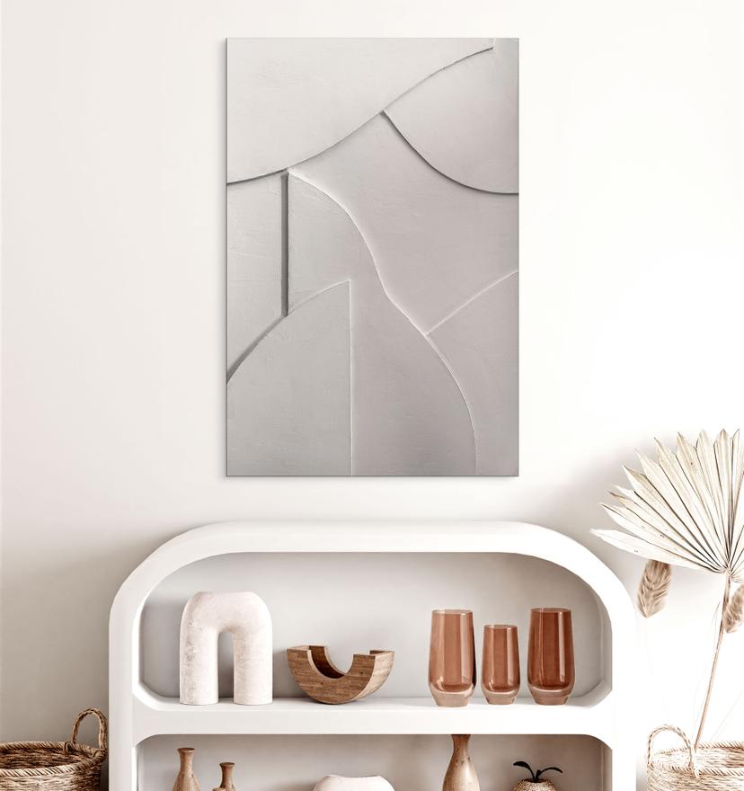Murale Strutture astratte in beige tenue - Böhmer - Alu-Dibond