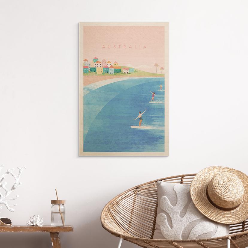 Stampa su legno Surf sulla costa dell'Australia - Rivers