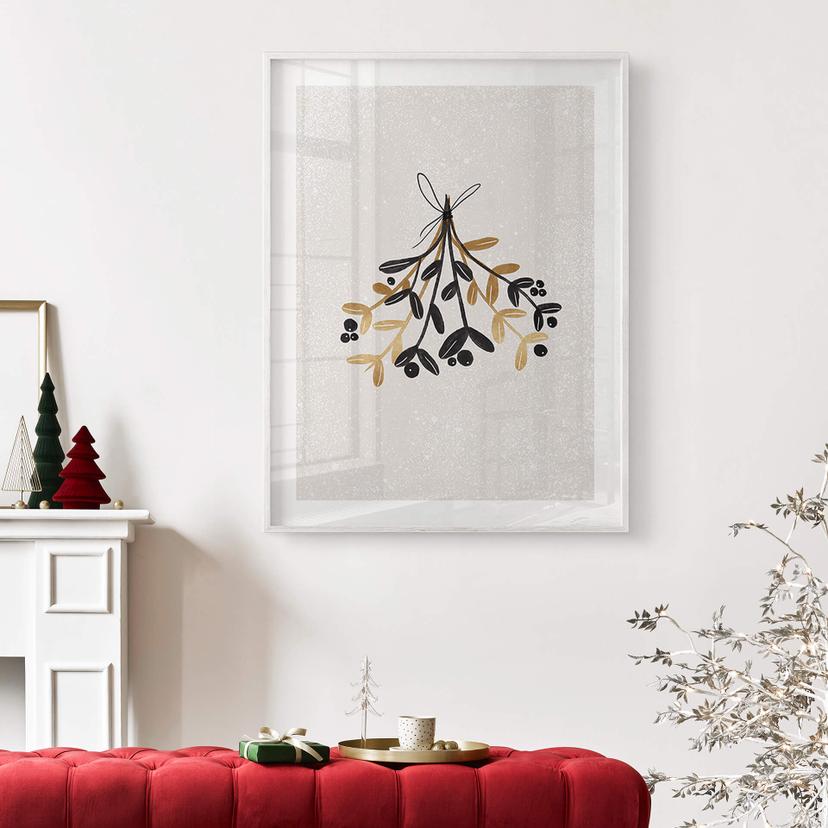 Poster Natale - Vischio in oro nero - Orara Studio