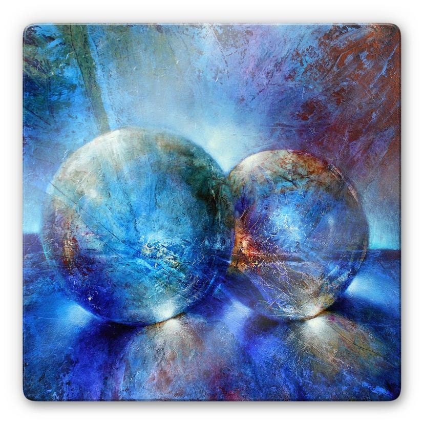 Glasschilderij Schmucker - Two blue marbles