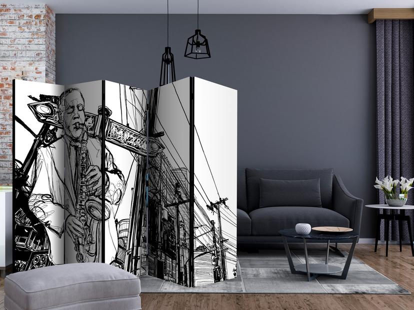 Schermo divisorio - Broadway oscillante , 5 pezzi - 225x172 cm