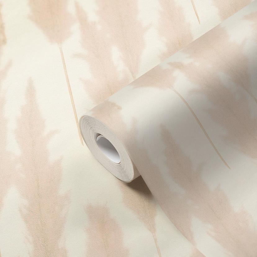 Papel pintado A.S. Création con gramíneas #Papel pintado no tejido Hygge crema, beige