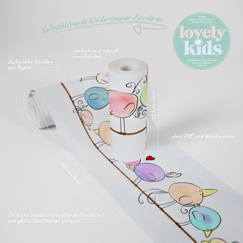 Bordo autoadesivo - Lovely Kids uccellini