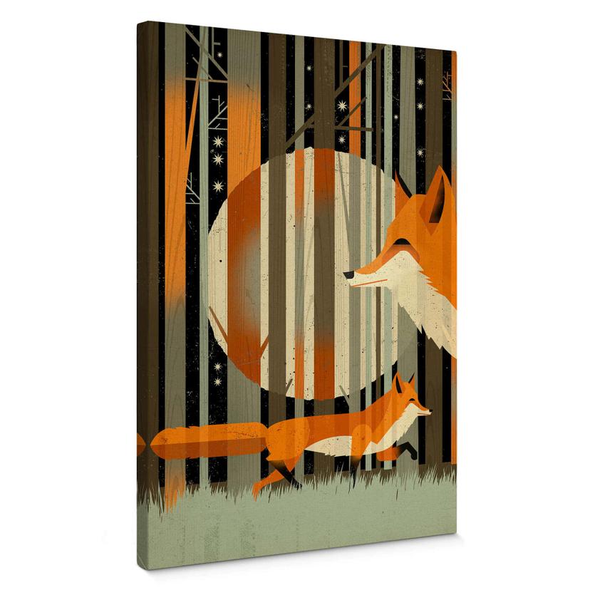 Tableau sur toile Braun - Renards de minuit