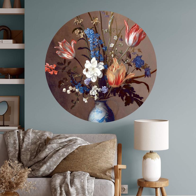 Wallsticker van der Ast - Blomster i en Wan-Li-vase - Rund
