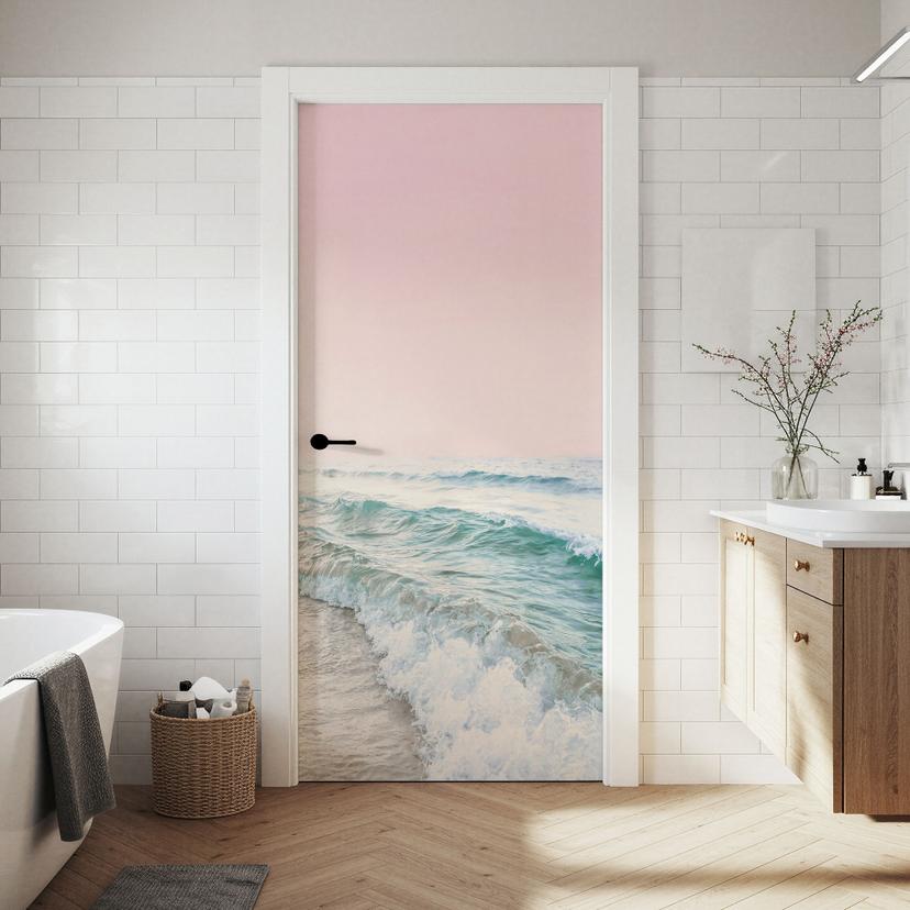 Vinilo para puertas Cielo rosa sobre el mar - Sisi & Seb - Decoración autoadhesiva para puertas