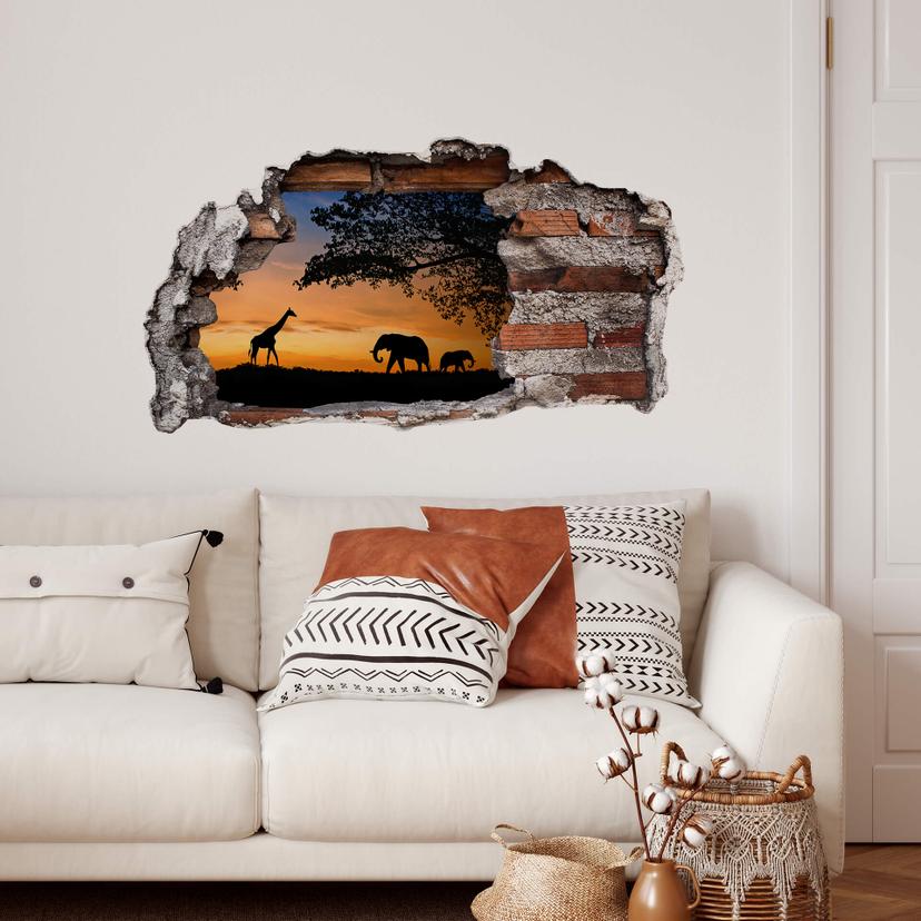 3D Wallsticker afrikansk solnedgang