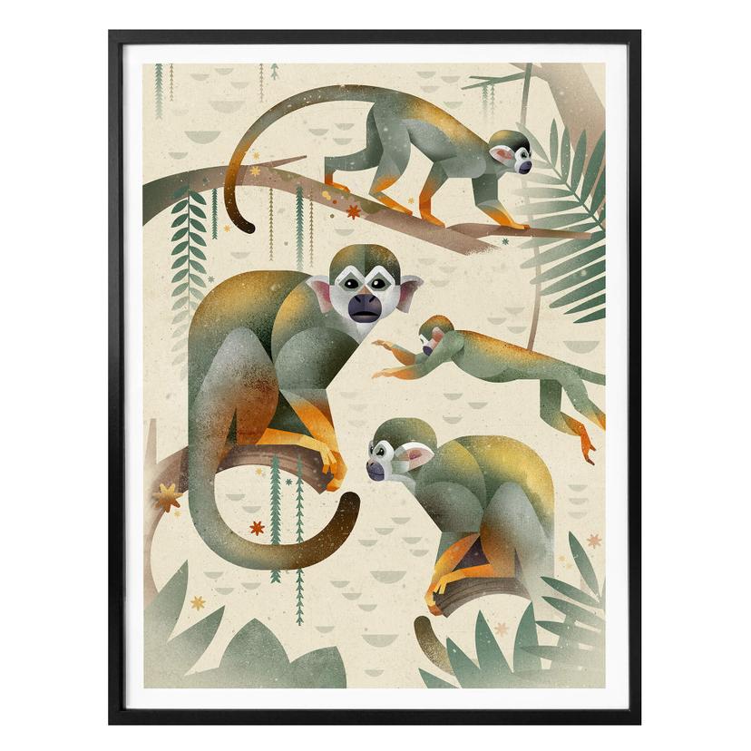 Póster Marrón - Monos ardilla