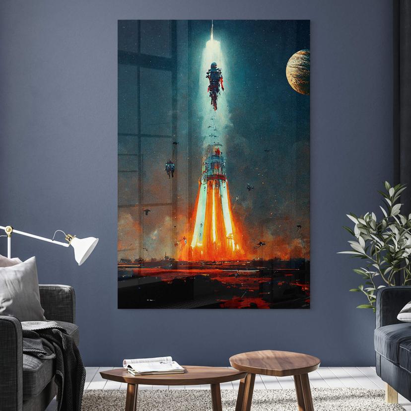 Stampa su vetro acrilico Heine - Via nello spazio - Lancio di un razzo - Astro Cruise