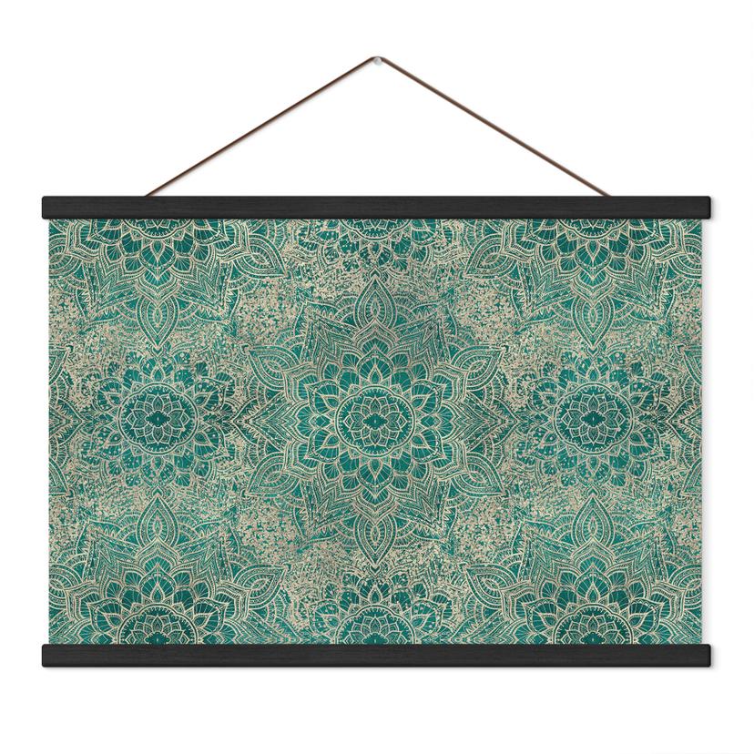 Textielposter Mandala Boho Goud-Turquoise - Bloomery Decor
