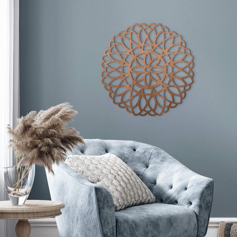 Decoración en madera caoba - Mandala Flor de la Vida - Redondo