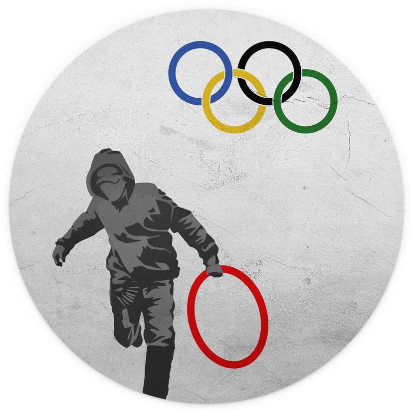 Fotomurale tondo Banksy - Olympics - carta da parati in tessuto non tessuto/carta da parati in tessu
