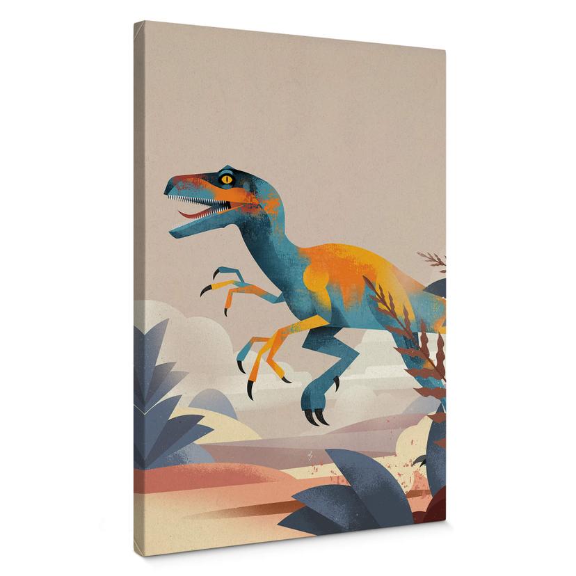 Lærredsprint - Velociraptor - Braun
