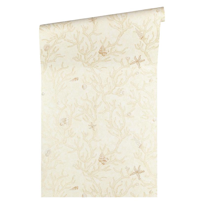 Versace tapet Fleecetapet Les Etoiles de la Mer tapet maritim beige, guld, creme