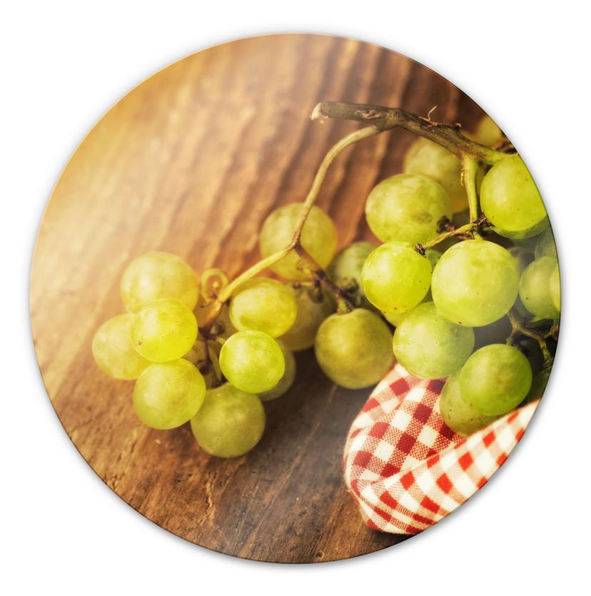 Tableau en verre - Raisins - rond