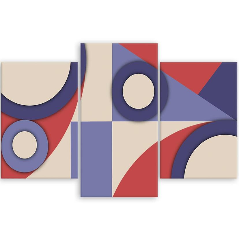 Stampa su tela in 3 parti, Forme astratte geometriche