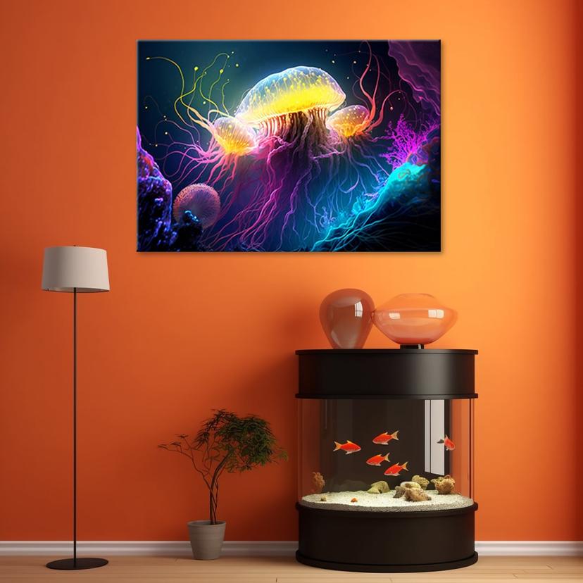 Stampa su tela, meduse sott'acqua